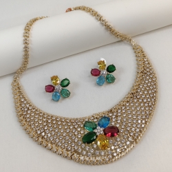Colorful Diamond Cut Necklace YMC1033/12