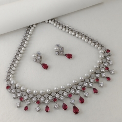 Pearl Bead Diamond Cut Necklace YMC1033/9