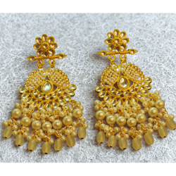 Kundan Pearl Chandelier Earrings (Pink &amp;amp;amp; White Bead Variants)